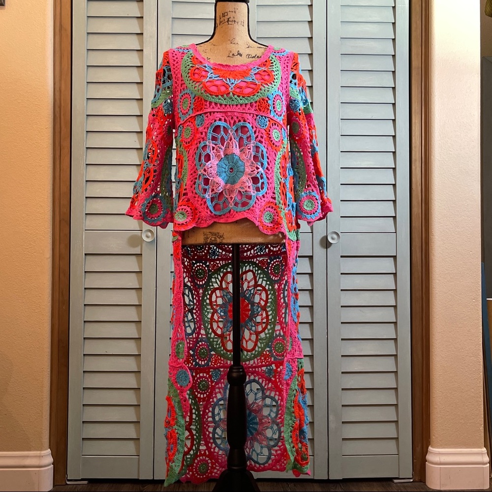 Belle France Woven High-Low Crochet Dress/Top - Picture 4 of 8